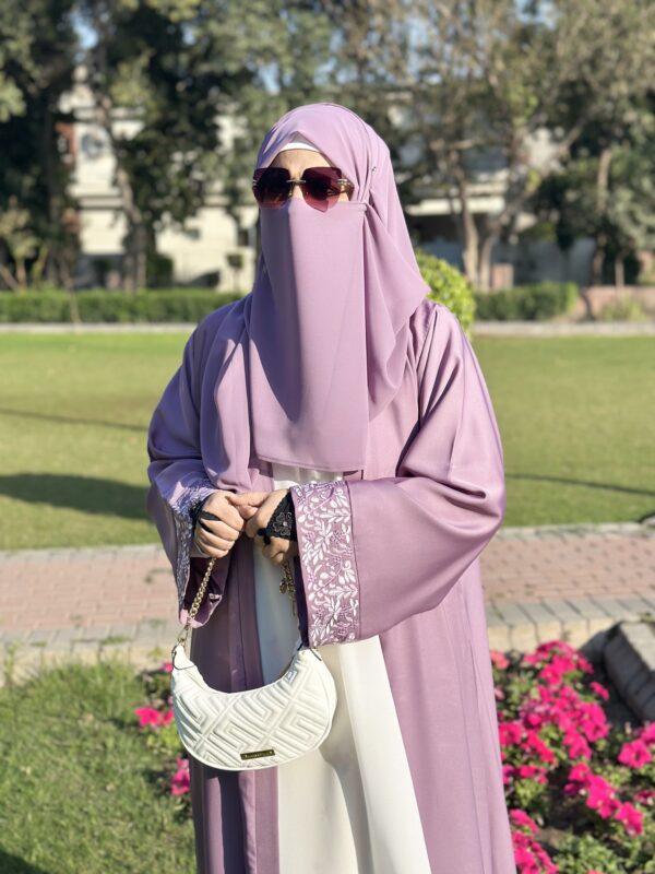 Lilac Serenity-Embroidered Upper Abaya Set